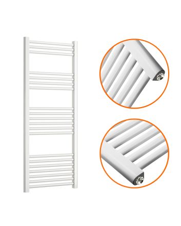1200 x 500mm Straight White Heated Towel Rail
