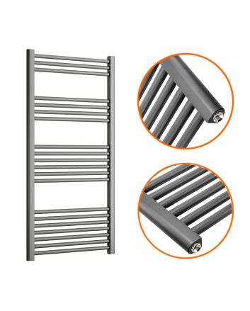 1200 x 600mm Straight Anthracite Heated Towel Rail