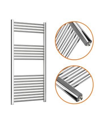 1200 x 600mm Straight Chrome Heated Towel Rail