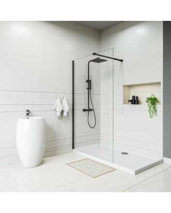 Black Wetroom / Walk-In Shower Screen, 2000 (H) x 1200mm (W)
