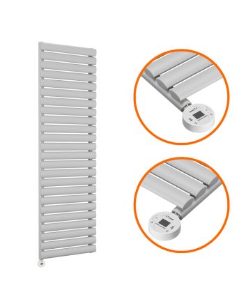 1411 x 400mm Electric Feather Grey Single Oval Panel Vertical Radiator