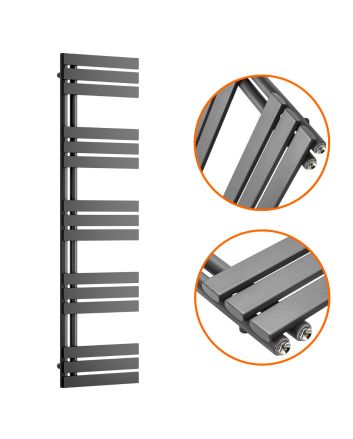 1510 x 400mm Anthracite Flat Panel Bathroom Towel Radiator