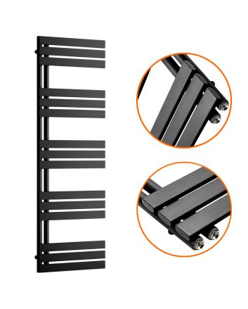 1510 x 500mm Black Flat Panel Bathroom Towel Radiator