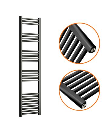 1600 x 400mm Straight Black Heated Towel Rail