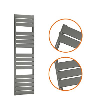 1600 x 450mm Anthracite Heated Towel Rail, Bathroom Radiator