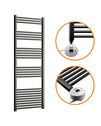 1600 x 600mm Electric Black Heated Towel Rail
