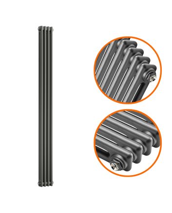 1800 x 203mm Anthracite Vertical Traditional 2 Column Radiator