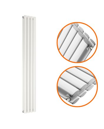 1780 x 236mm White Double Oval Tube Vertical Radiator 