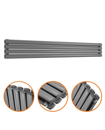 236mm x 1600mm Anthracite Double Oval Tube Horizontal / Landscape Radiator 