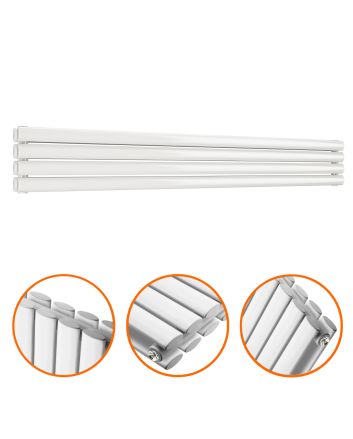 236mm x 1600mm White Double Oval Tube Horizontal / Landscape Radiator 