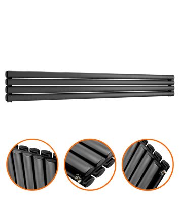 236mm x 1780mm Black Double Oval Tube Horizontal / Landscape Radiator 