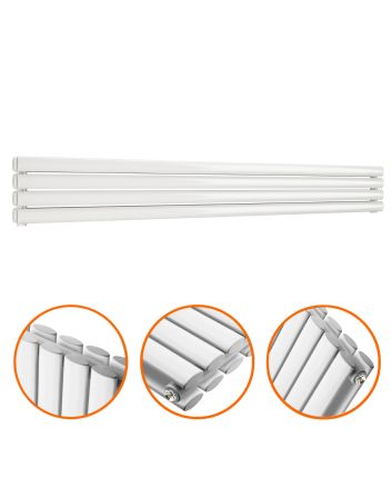 236mm x 1780mm White Double Oval Tube Horizontal / Landscape Radiator 