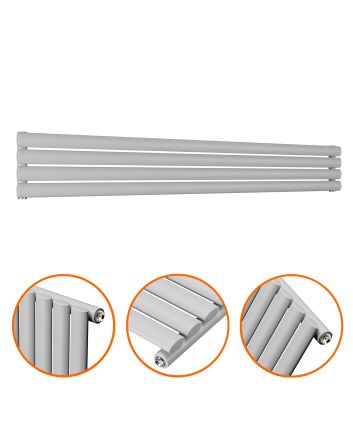 236mm x 1600mm Feather Grey Single Oval Tube Horizontal / Landscape Radiator