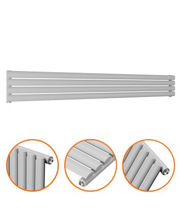 236mm x 1780mm Feather Grey Single Oval Tube Horizontal / Landscape Radiator
