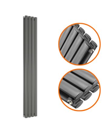 1780 x 236mm Anthracite Double Oval Tube Vertical Radiator 