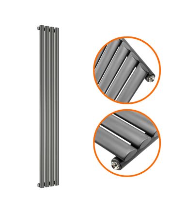 1600 x 236mm Anthracite Single Oval Tube Vertical Radiator 