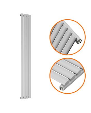 1600 x 236mm Feather Grey Single Oval Tube Vertical Radiator 