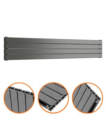 280mm x 1600mm Anthracite Double Flat Panel Horizontal / Landscape Radiator