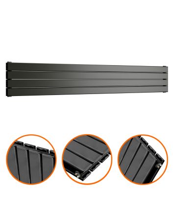 280mm x 1780mm Black Double Flat Panel Horizontal / Landscape Radiator