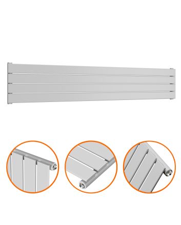 280mm x 1600mm Feather Grey Single Flat Panel Horizontal / Landscape Radiator