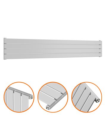 280mm x 1780mm Feather Grey Single Flat Panel Horizontal / Landscape Radiator