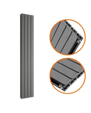 1600 x 280mm Anthracite Double Flat Panel Vertical Radiator 