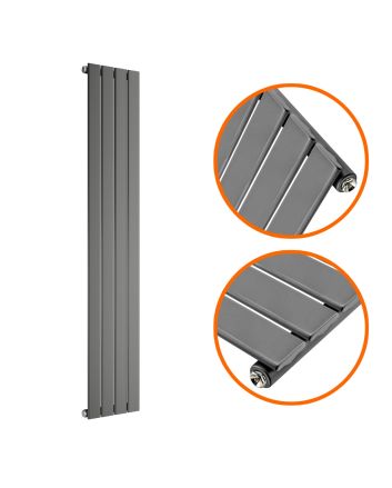 1600 x 280mm Anthracite Single Flat Panel Vertical Radiator 