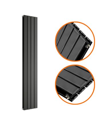1780 x 280mm Black Double Flat Panel Vertical Radiator 