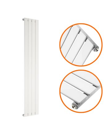 1600 x 280mm White Single Flat Panel Vertical Radiator 