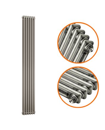 1800 x 293mm Raw Metal Lacquered Vertical Traditional 2 Column Radiator
