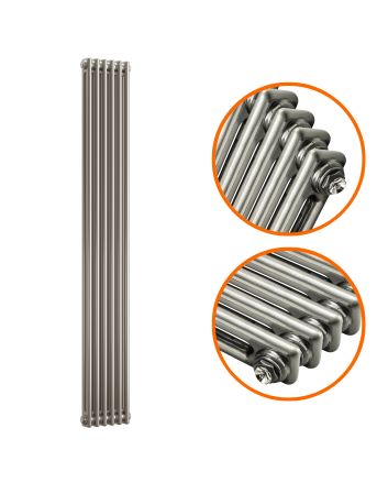 1500 x 293mm Raw Metal Lacquered Vertical Traditional 2 Column Radiator