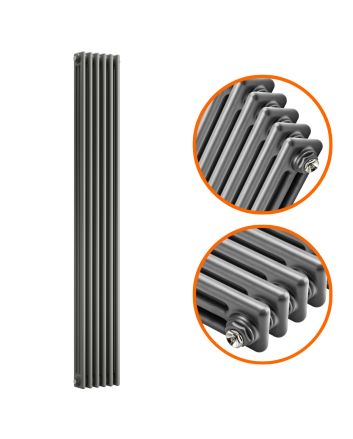 1800 x 293mm Anthracite Vertical Traditional 3 Column Radiator