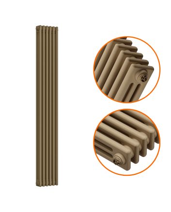 1500 x 293mm Antique Brass Vertical Traditional 3 Column Radiator