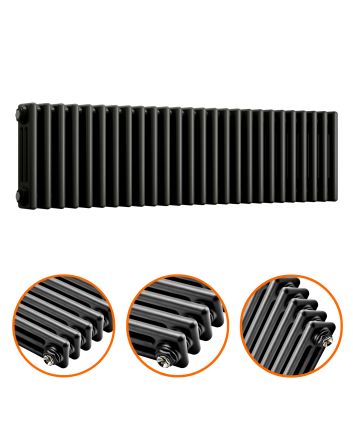 300 x 1193mm Black Horizontal Traditional 3 Column Radiator