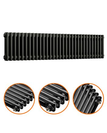300 x 1508mm Black Horizontal Traditional 2 Column Radiator