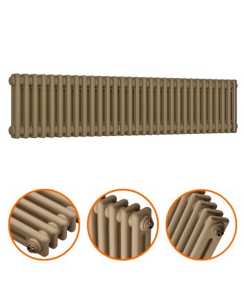 300 x 1508mm Antique Brass Horizontal Traditional 2 Column Radiator