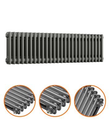 300 x 1193mm Anthracite Horizontal Traditional 2 Column Radiator