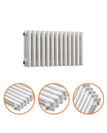 300 x 608mm White Horizontal Traditional 3 Column Radiator