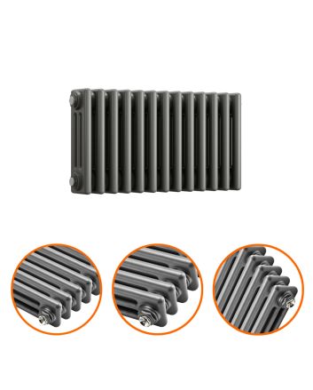 300 x 608mm Anthracite Horizontal Traditional 3 Column Radiator