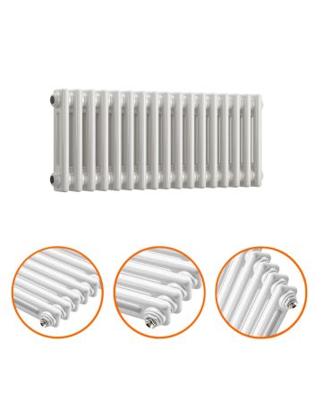 300 x 788mm White Horizontal Traditional 2 Column Radiator