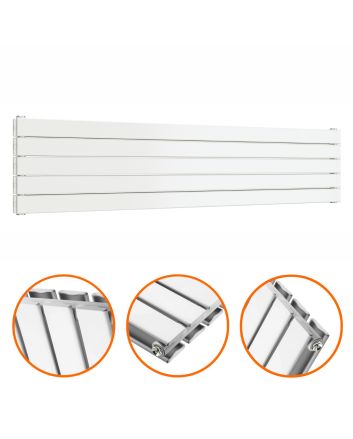 350mm x 1600mm White Double Flat Panel Horizontal / Landscape Radiator