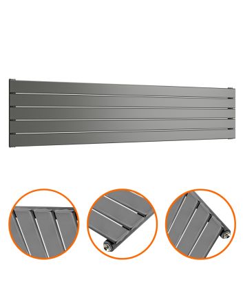 350mm x 1600mm Anthracite Single Flat Panel Horizontal / Landscape Radiator