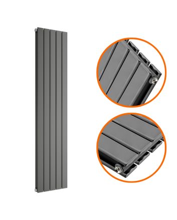 1600 x 350mm Anthracite Double Flat Panel Vertical Radiator 