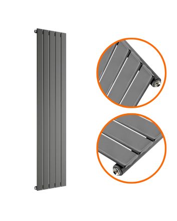 1600 x 350mm Anthracite Single Flat Panel Vertical Radiator 