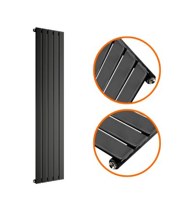 1780 x 350mm Black Single Flat Panel Vertical Radiator 