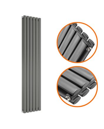 1780 x 354mm Anthracite Double Oval Tube Vertical Radiator 