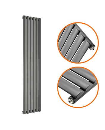 1780 x 354mm Anthracite Single Oval Tube Vertical Radiator 