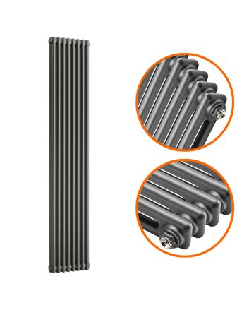 1800 x 383mm Anthracite Vertical Traditional 2 Column Radiator