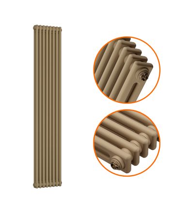 1500 x 383mm Antique Brass Vertical Traditional 2 Column Radiator