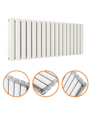 400 x 1000mm White Double Oval Tube Horizontal Radiator 